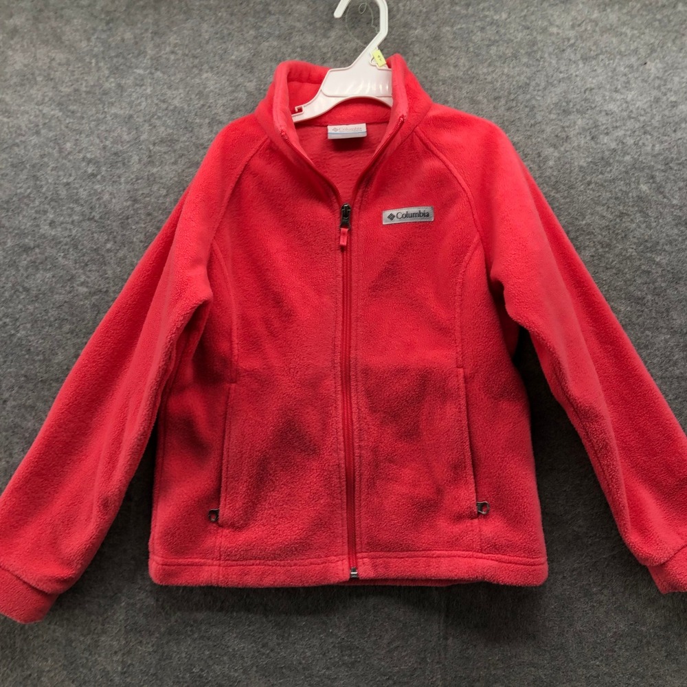 Columbia Benton Springs Fleece Jacket Girls S 7/8 Pink Full Zip Soft Warm Casual